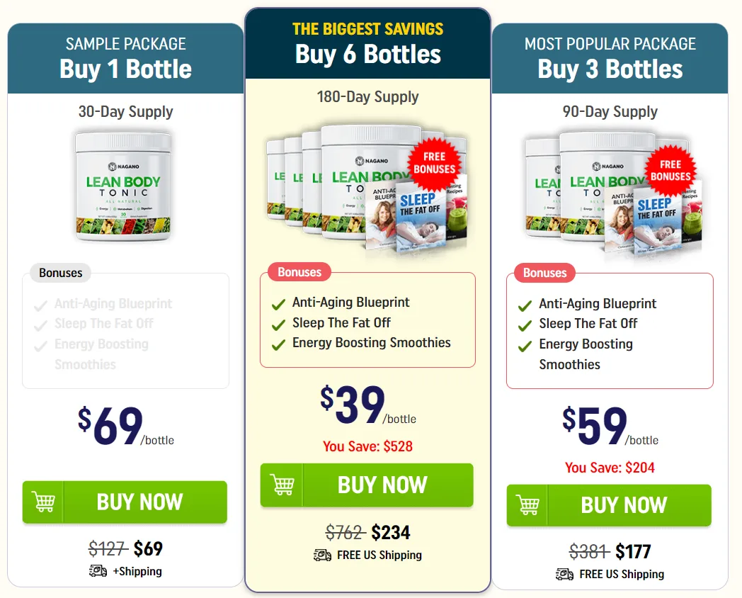 Nagano Tonic packages 1 bottle 3 bottle and 6 bottle official price options